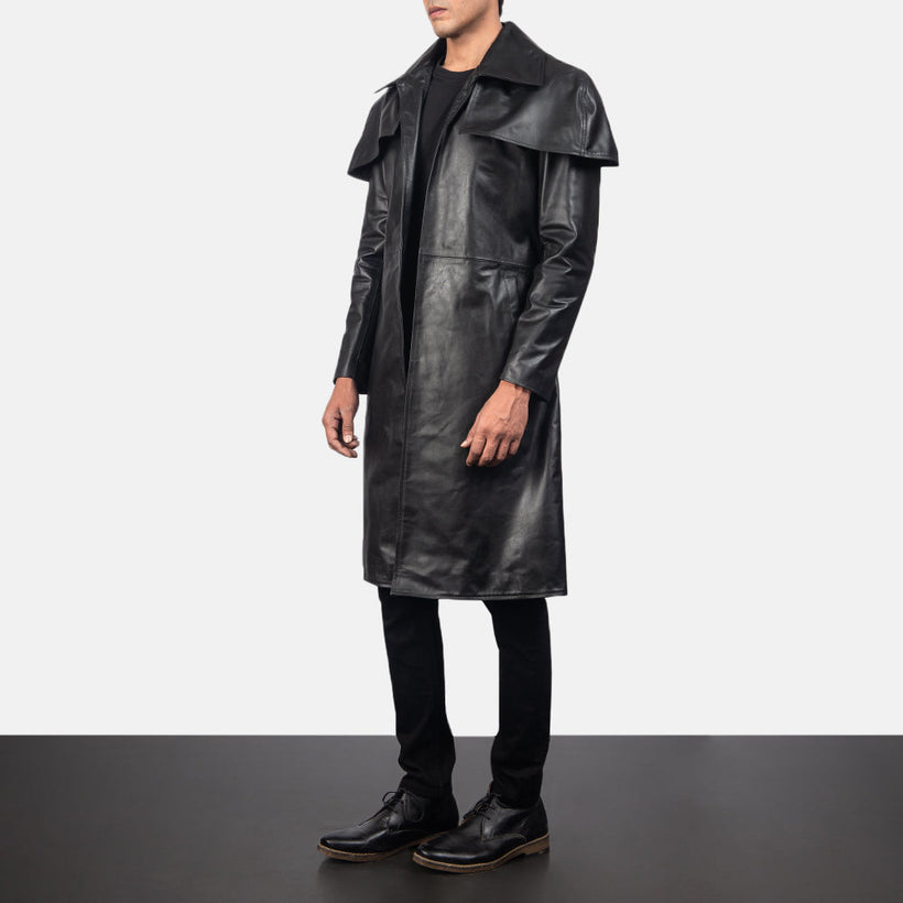 Classic Μαύρο Leather Duster Ανδρικό