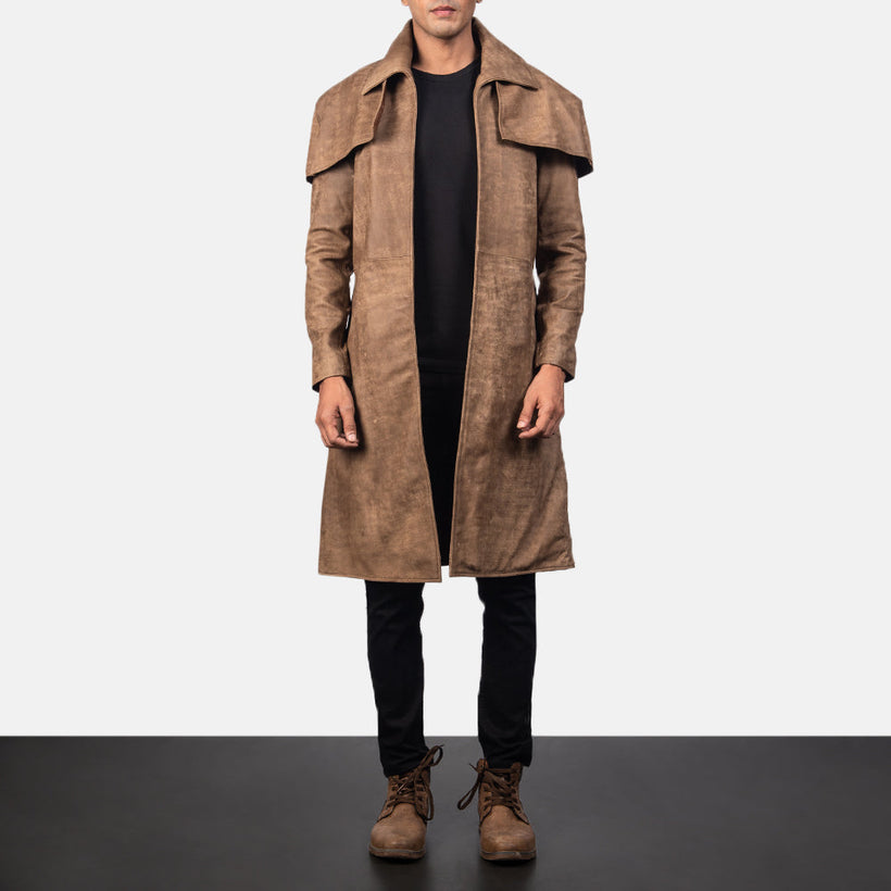 Classic Καφέ Leather Duster Ανδρικό