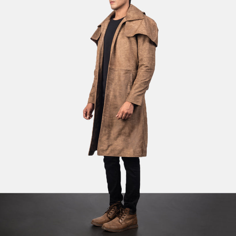 Classic Καφέ Leather Duster Ανδρικό