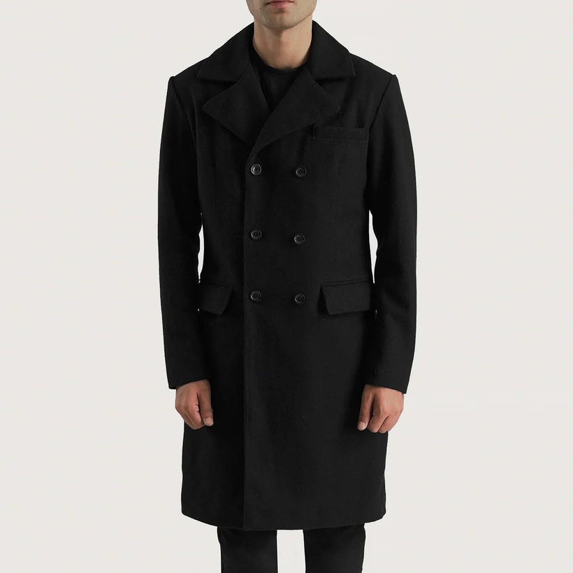 Claud Μαύρο Wool Double-Breasted Coat Ανδρικό