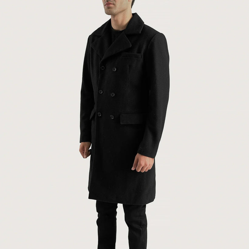Claud Μαύρο Wool Double-Breasted Coat Ανδρικό