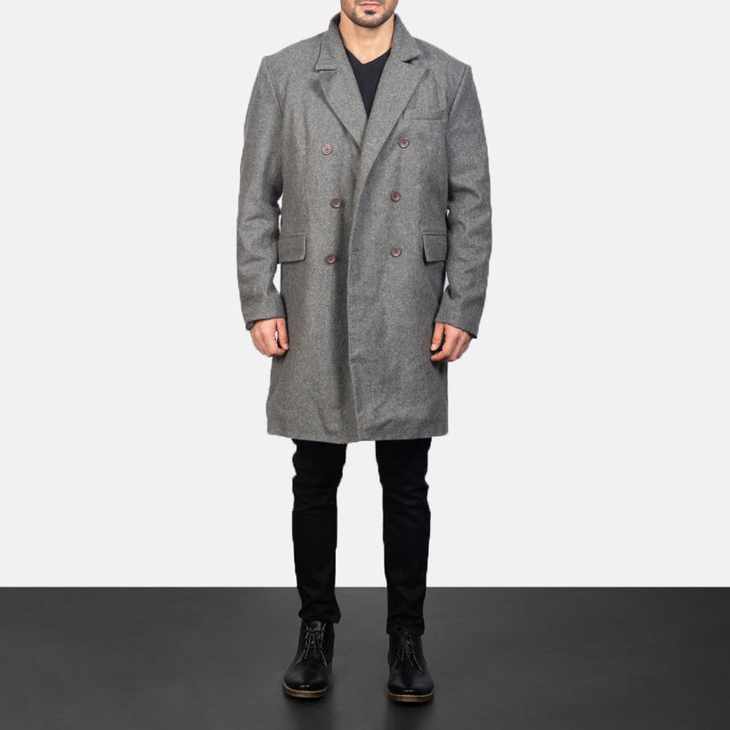 Claud Grey Wool Double-Breasted Coat Ανδρικό