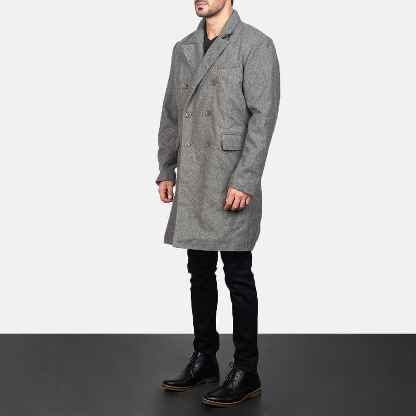 Claud Grey Wool Double-Breasted Coat Ανδρικό