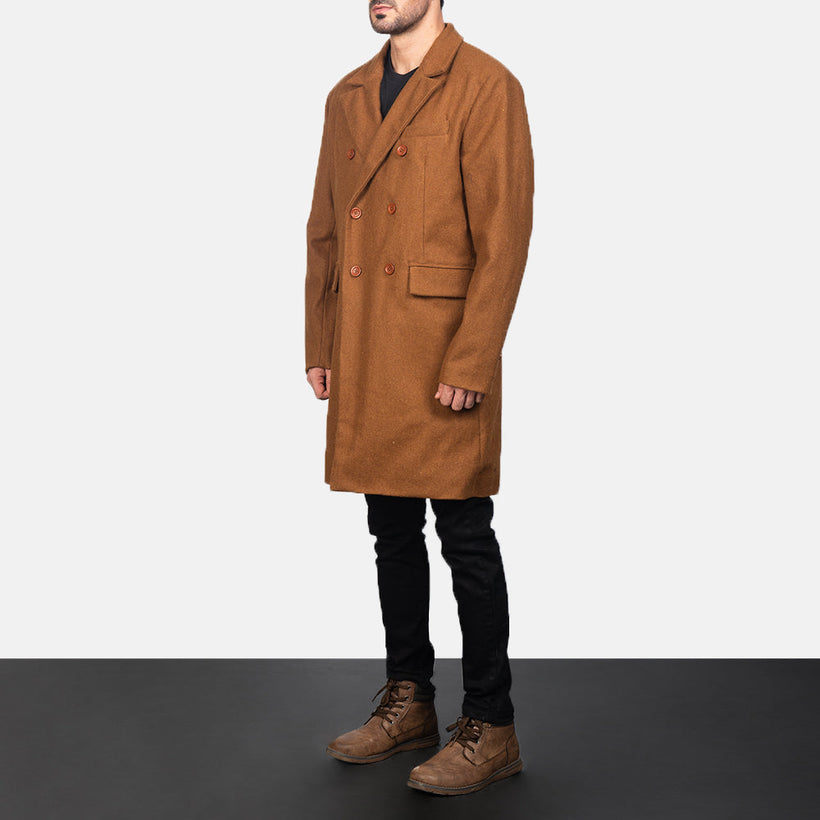 Claud Khaki Wool Double-Breasted Coat Ανδρικό