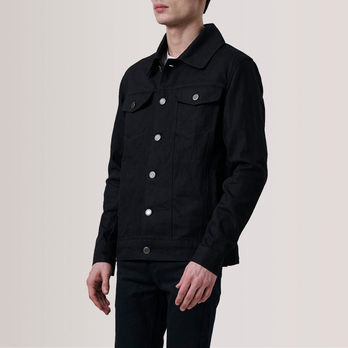 
Conard Μαύρο Denim Trucker Δερμάτινο Μπουφάν Ανδρικό For Men - Πλαϊνή όψη που αναδεικνύει το κόψιμο των μανικιών
