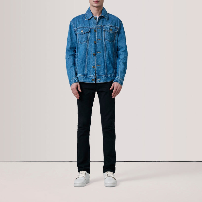 Conard Blue Denim Trucker Δερμάτινο Μπουφάν Ανδρικό