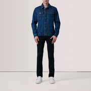 
Dark Blue Full-Grain leather Jacket - Πίσω όψη με εφαρμογή στους ώμους & καθαρό στρίφωμα