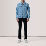 
Light Blue Full-Grain leather Jacket - Πίσω όψη με εφαρμογή στους ώμους & καθαρό στρίφωμα