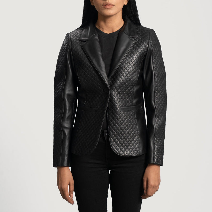 Cora Quilted Μαύρο Leather Blazer Γυναικείο