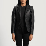 
Black Sheepskin leather Blazer - Πίσω όψη με εφαρμογή στους ώμους & καθαρό στρίφωμα