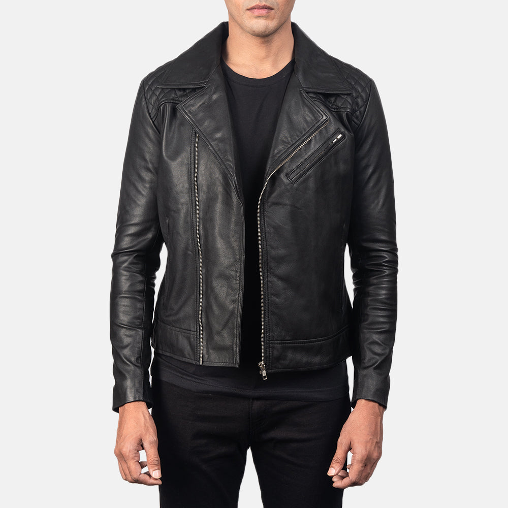 
Danny Quilted Brown Leather Biker Jacket in Distressed Brown Goatskin Leather - Μπροστινή όψη & εφαρμοστή σιλουέτα | Αγορά online