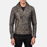 
Χειροποίητο φινίρισμα στριφώματος Danny Quilted Brown Leather Biker Jacket