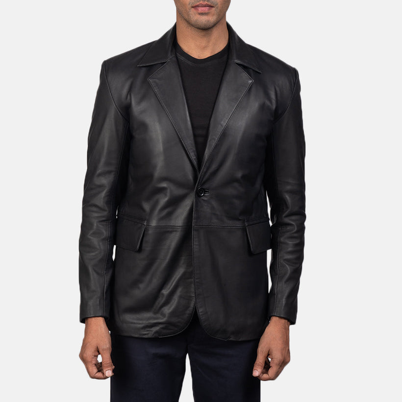Daron Μαύρο Leather Blazer Ανδρικό