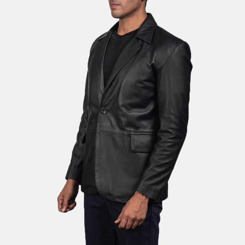 Daron Μαύρο Leather Blazer Ανδρικό