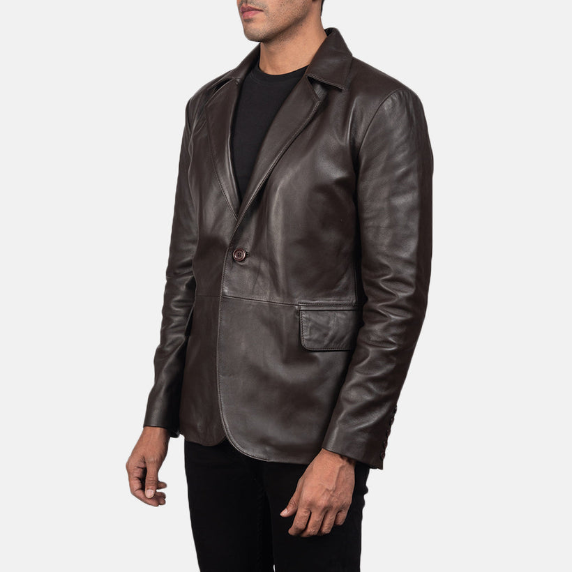Daron Καφέ Leather Blazer Ανδρικό