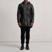 
Delvin Tan Leather Parka - Πλαϊνή όψη που αναδεικνύει το κόψιμο των μανικιών