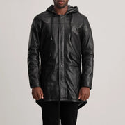 
Κοντινό πλάνο λεπτομέρειας of Hooded & Zipper with Placket Hardware on Delvin Tan Leather Parka