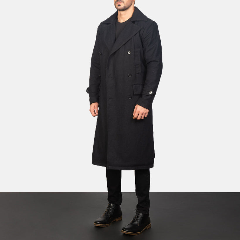 Detective Μαύρο Wool Coat Ανδρικό