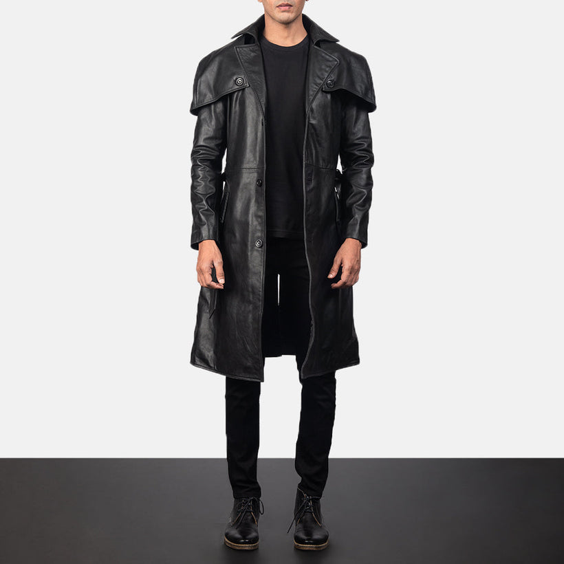 Deux Μαύρο Leather Duster Ανδρικό
