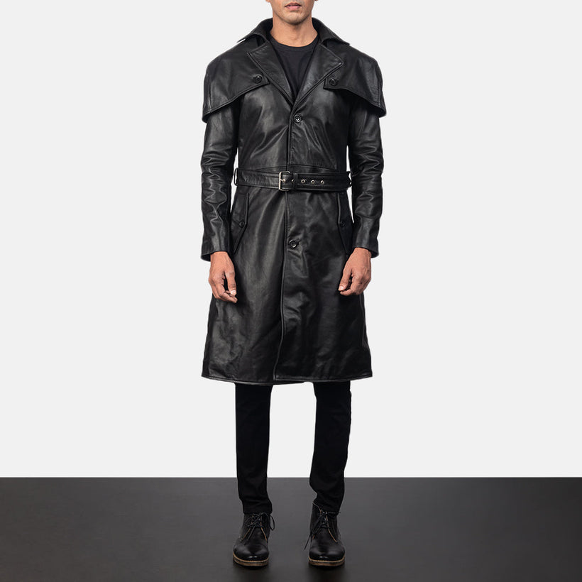 Deux Μαύρο Leather Duster Ανδρικό