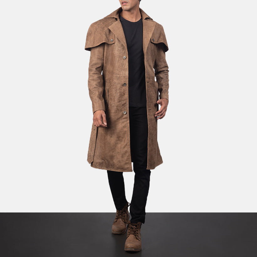 Deux Καφέ Leather Duster Ανδρικό
