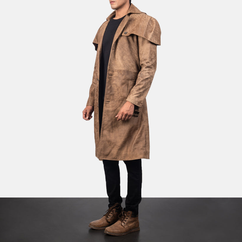 Deux Καφέ Leather Duster Ανδρικό