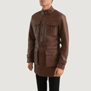 
Brown Cowhide leather Jacket - Πίσω όψη με εφαρμογή στους ώμους & καθαρό στρίφωμα