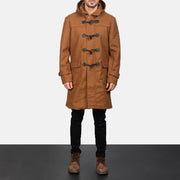 
Κοντινό πλάνο λεπτομέρειας of Shirt with Removable Hood & Toggle Buttons with Placket & Zipper Hardware on Drake Khaki Wool Duffle Coat