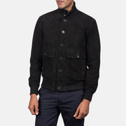 
Eaton Brown Suede Bomber Jacket - Πλαϊνή όψη που αναδεικνύει το κόψιμο των μανικιών