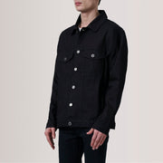 
Eddie Μαύρο Oversized Denim Trucker Δερμάτινο Μπουφάν Ανδρικό For Men - Πλαϊνή όψη που αναδεικνύει το κόψιμο των μανικιών