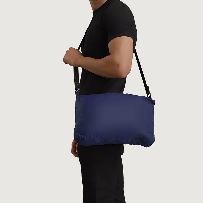 Erico Blue Hooded Puffer Δερμάτινο Μπουφάν Ανδρικό