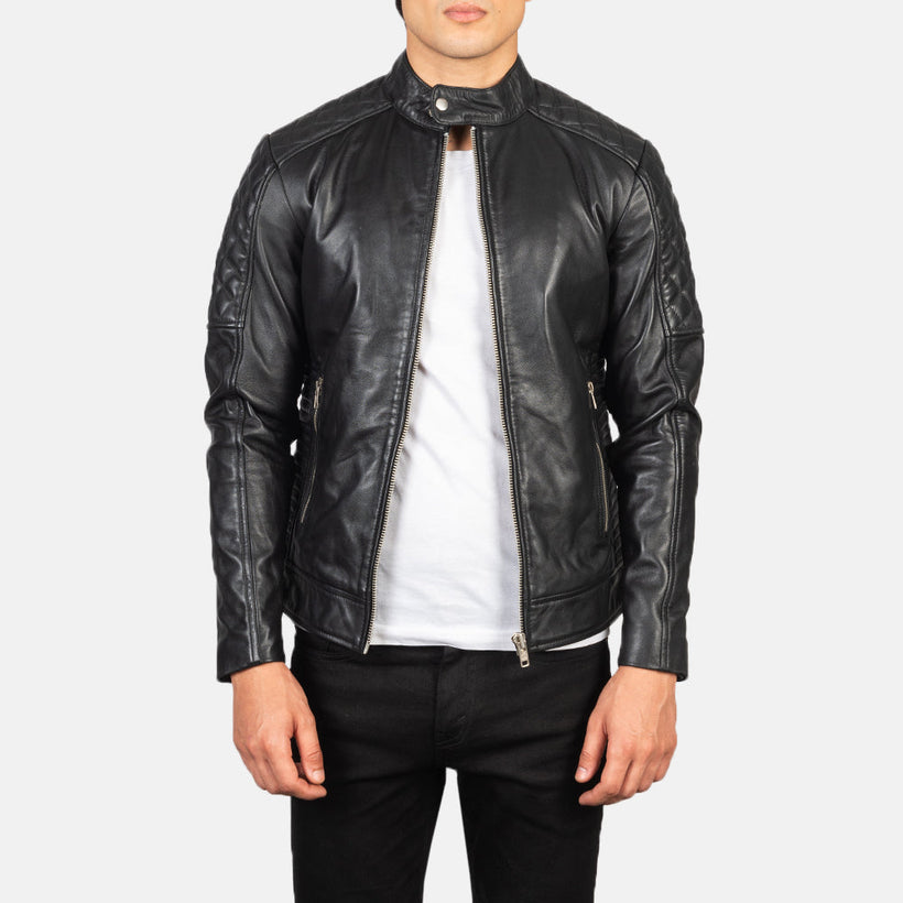 Fernando Quilted Δερμάτινο Μπουφάν Biker Ανδρικό
