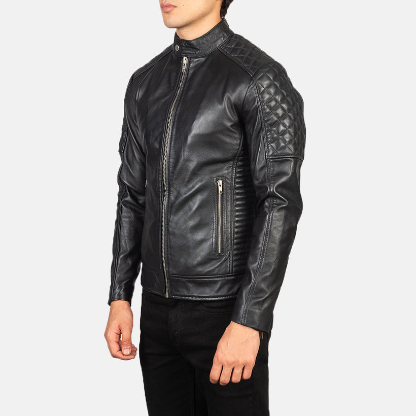 Fernando Quilted Δερμάτινο Μπουφάν Biker Ανδρικό