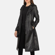 
Fixon Hooded Μαύρο Δερμάτινη Καμπαρντίνα Γυναικείο in Black Sheepskin Leather - Μπροστινή όψη & εφαρμοστή σιλουέτα | Αγορά online