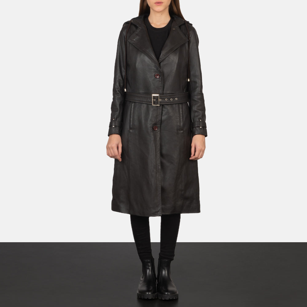 Fixon Hooded Brown Trench Coat - Πλαϊνή όψη που αναδεικνύει το κόψιμο των μανικιών
