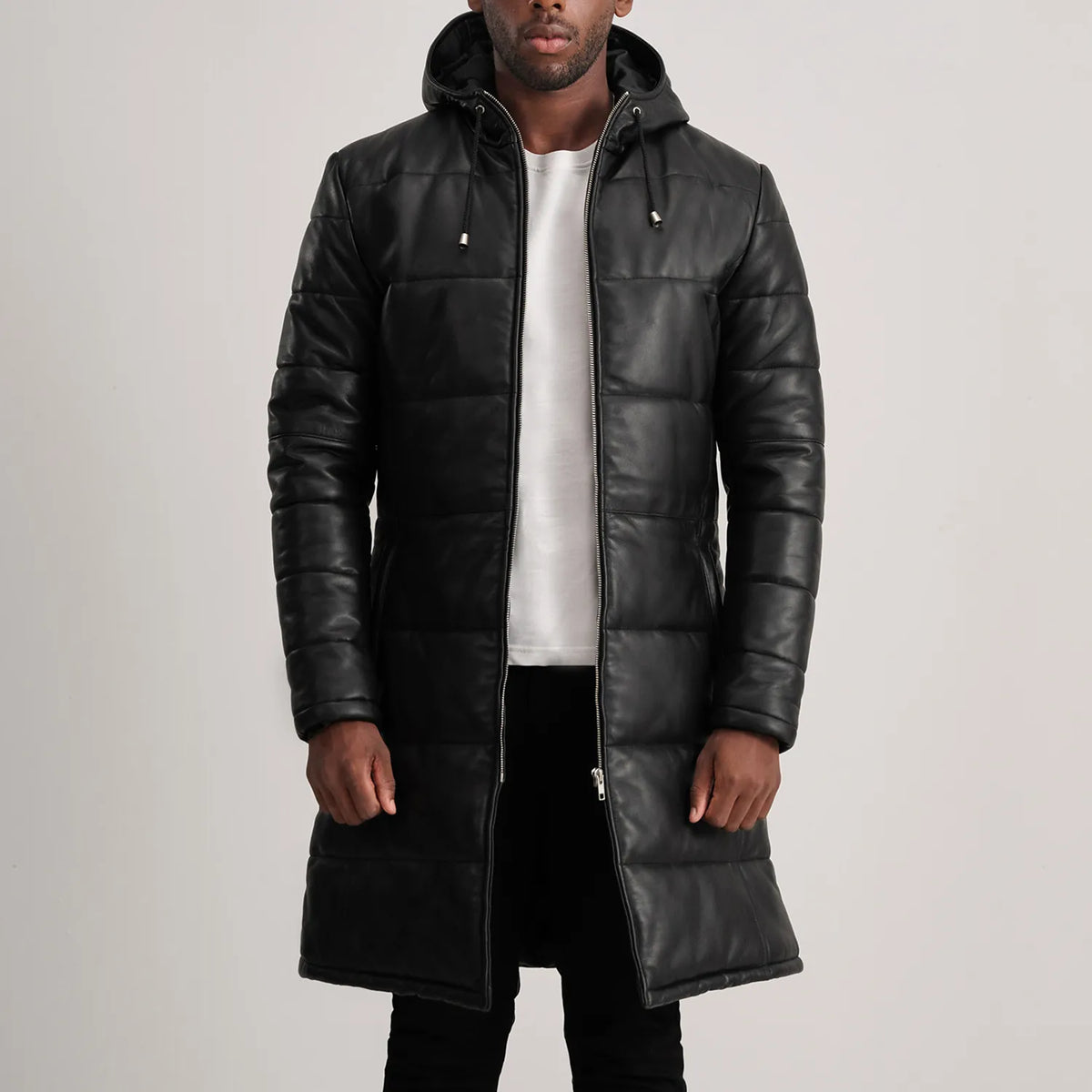 
Floyd Tan Hooded Leather Puffer Coat in Tan Brown Sheepskin Leather - Μπροστινή όψη & εφαρμοστή σιλουέτα | Αγορά online