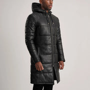 
Tan Brown Sheepskin Leather Hooded Jacket - Πίσω όψη με εφαρμογή στους ώμους & καθαρό στρίφωμα