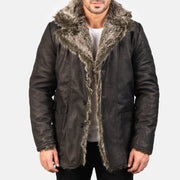 Open hem &amp; Hem Craftsmanship Construction Detail on Men's Furlong Beige Leather Coat