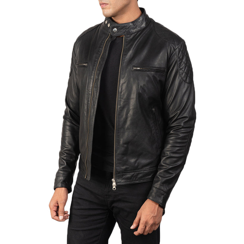 Gatsby Μαύρο Δερμάτινο Μπουφάν Biker Ανδρικό