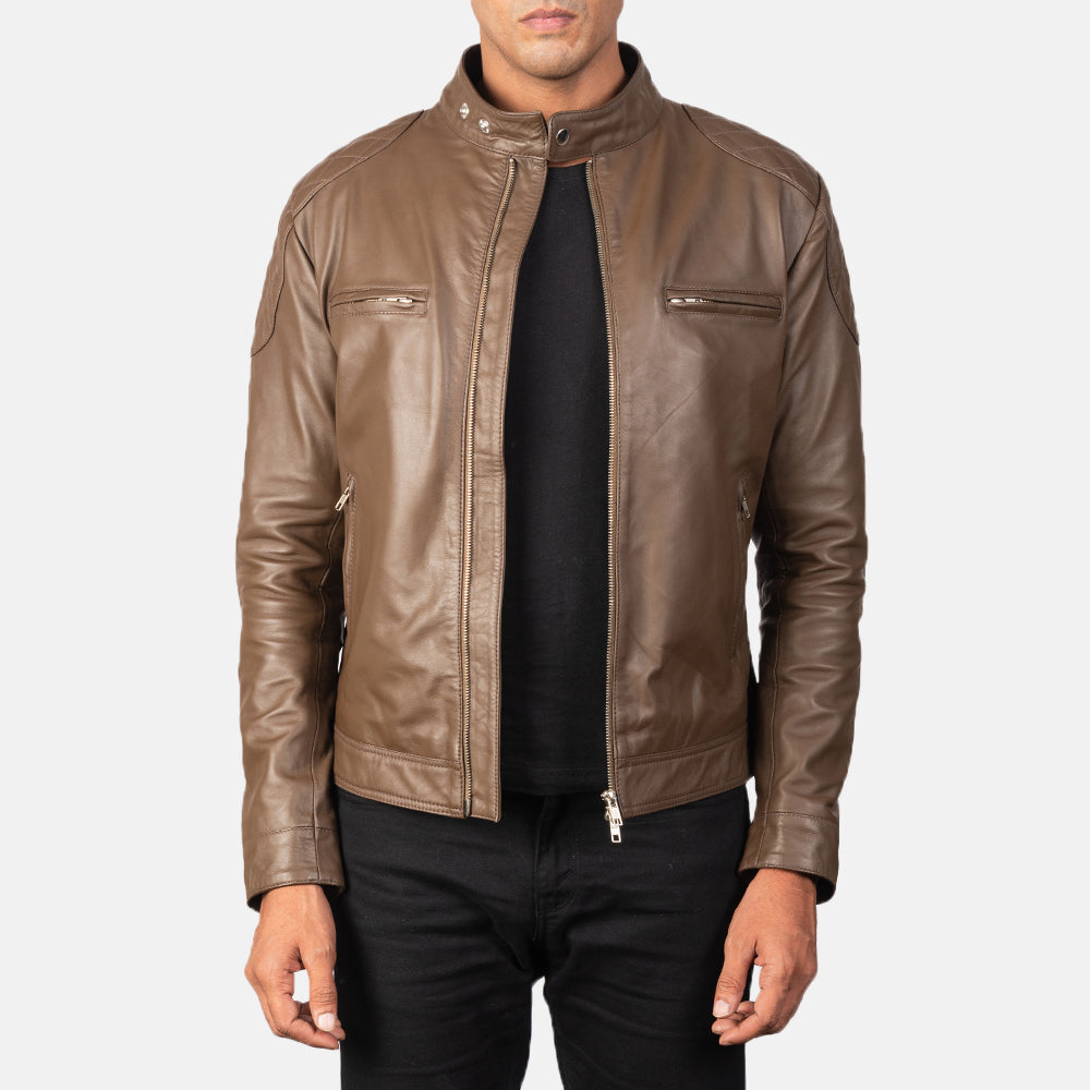 
Gatsby Mocha Δερμάτινο Μπουφάν Biker Ανδρικό in Dark Brown Sheepskin Leather - Μπροστινή όψη & εφαρμοστή σιλουέτα | Αγορά online