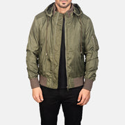 
Hanklin Ma-1 Green Hooded Bomber Jacket in Green Nylon - Μπροστινή όψη & εφαρμοστή σιλουέτα | Αγορά online