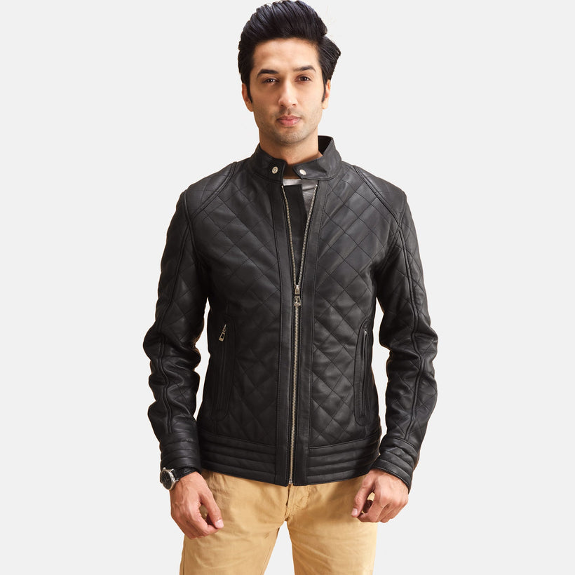Henry Quilted Μαύρο Δερμάτινο Μπουφάν Ανδρικό
