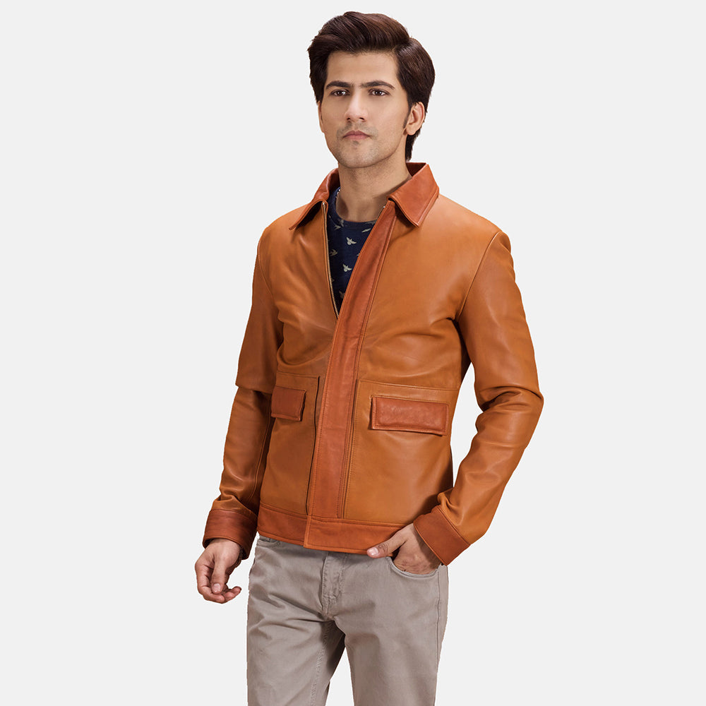 
Hubert Ταμπά Καφέ Δερμάτινο Μπουφάν Ανδρικό in Tan Brown Sheepskin Leather - Μπροστινή όψη & εφαρμοστή σιλουέτα | Αγορά online