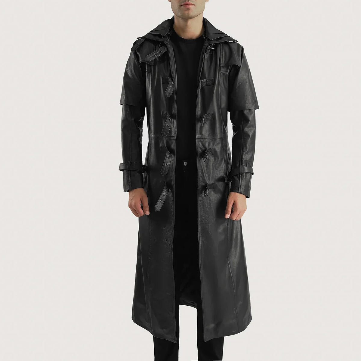 
Huntsman Μαύρο Hooded Δερμάτινη Καμπαρντίνα Ανδρικό in Black. Cowhide Leather - Μπροστινή όψη & εφαρμοστή σιλουέτα | Αγορά online