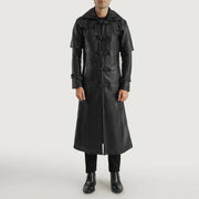 
Huntsman Μαύρο Hooded Δερμάτινη Καμπαρντίνα Ανδρικό - Πλαϊνή όψη που αναδεικνύει το κόψιμο των μανικιών
