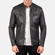 
Ionic Black Leather Jacket in Black Sheepskin Leather - Μπροστινή όψη & εφαρμοστή σιλουέτα | Αγορά online