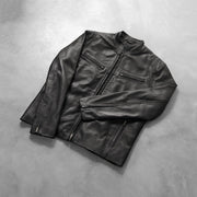 
Χειροποίητο φινίρισμα στριφώματος Ionic Black Leather Jacket