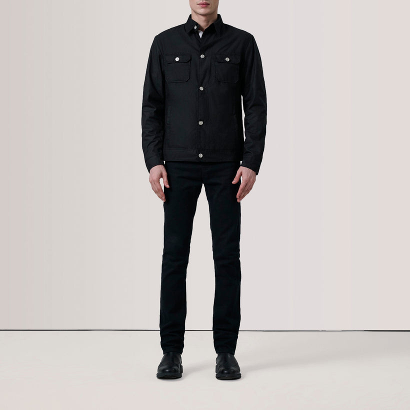 Irwin Μαύρο Waxed Canvas Field Δερμάτινο Μπουφάν Ανδρικό