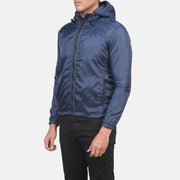 
Blue Nylon Hooded Jacket - Πίσω όψη με εφαρμογή στους ώμους & καθαρό στρίφωμα