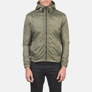 
Κοντινό πλάνο λεπτομέρειας of High Neck with Hood & Zipper with wind flap Hardware on Jimmy Χακί Hooded Windbreaker Δερμάτινο Μπουφάν Ανδρικό